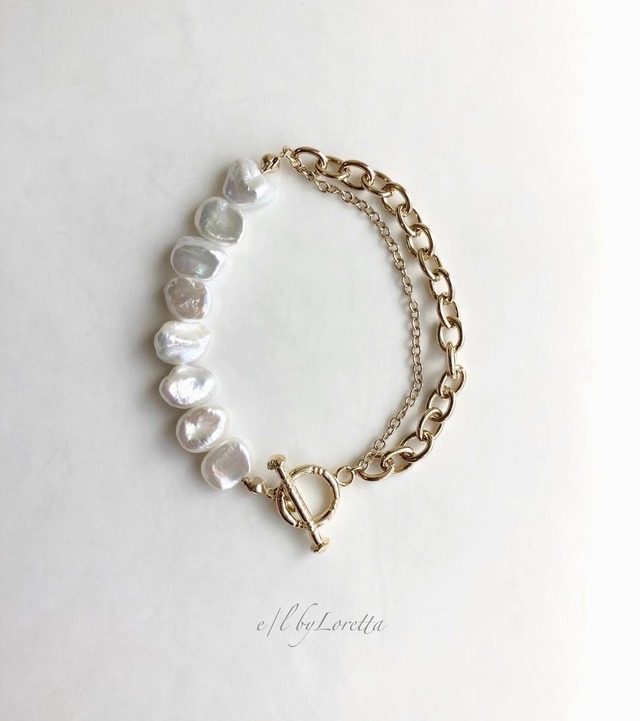 淡水パール W chain mantel bracelet