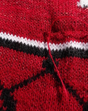 【古着】ローズ&白猫ニット