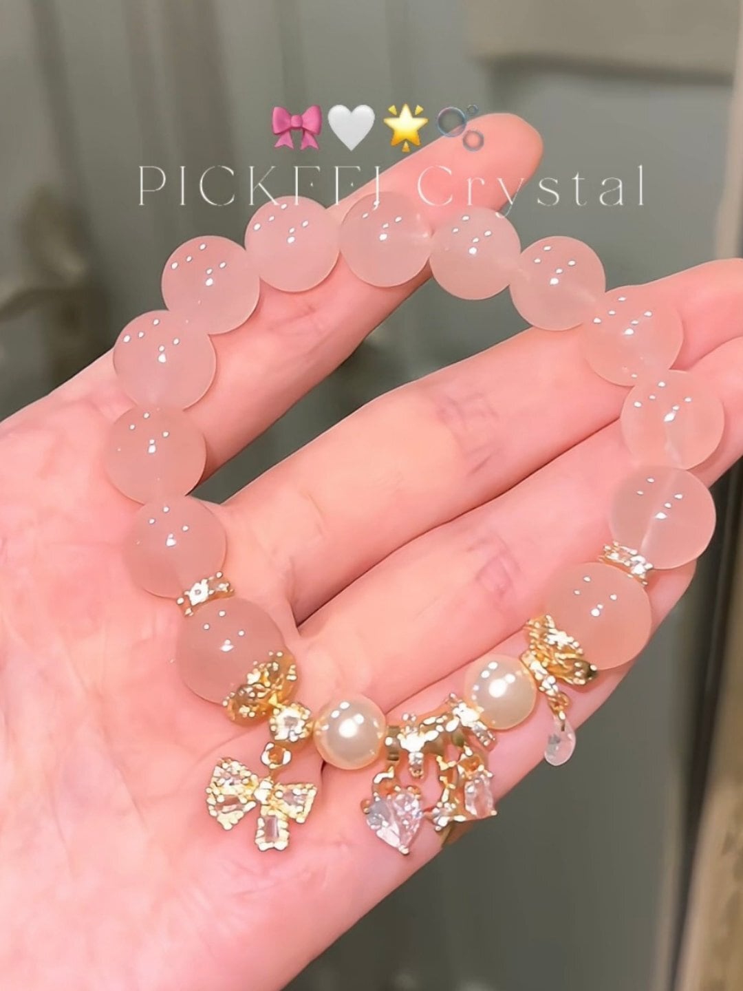 愛される願いを結ぶ・ローズクォーツとリボンの恋守りブレスレット♥A21