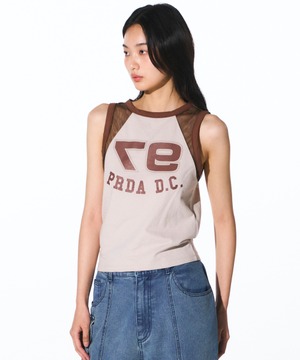 [PRENDA] SEETHROUGH POINT SLEEVELESS TOP LIGHT BEIGE