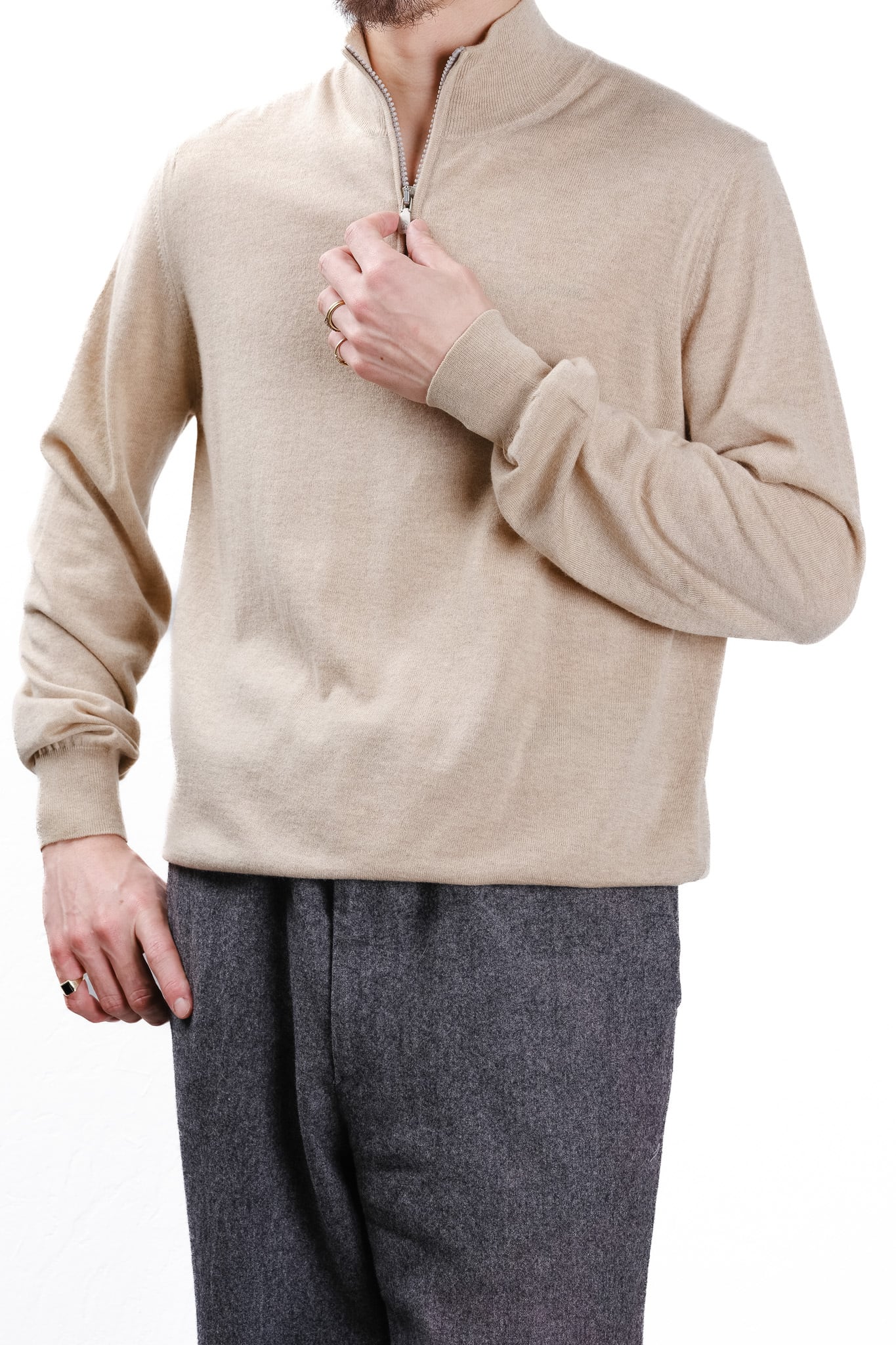 BRUNELLO CUCINELLI ／ハーフジップニット　カシミヤ　48 1990s-2000s] 