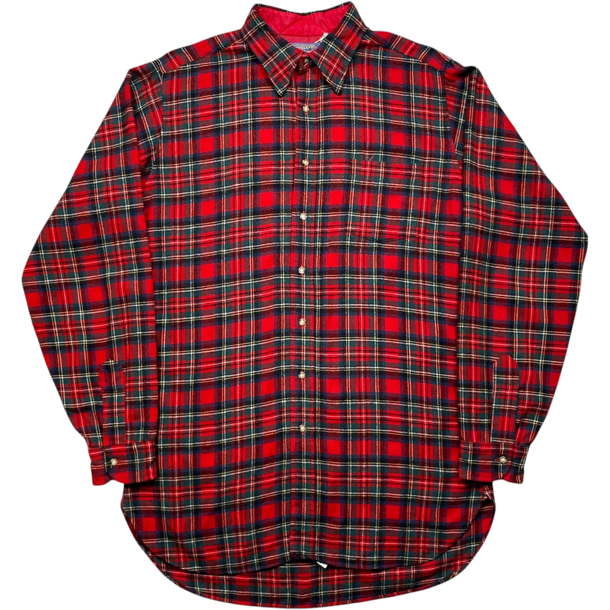 《L》 PENDLETON ペンドルトン ウールチェックシャツ 左胸ポケット USA製 70年代 vintage no.10027