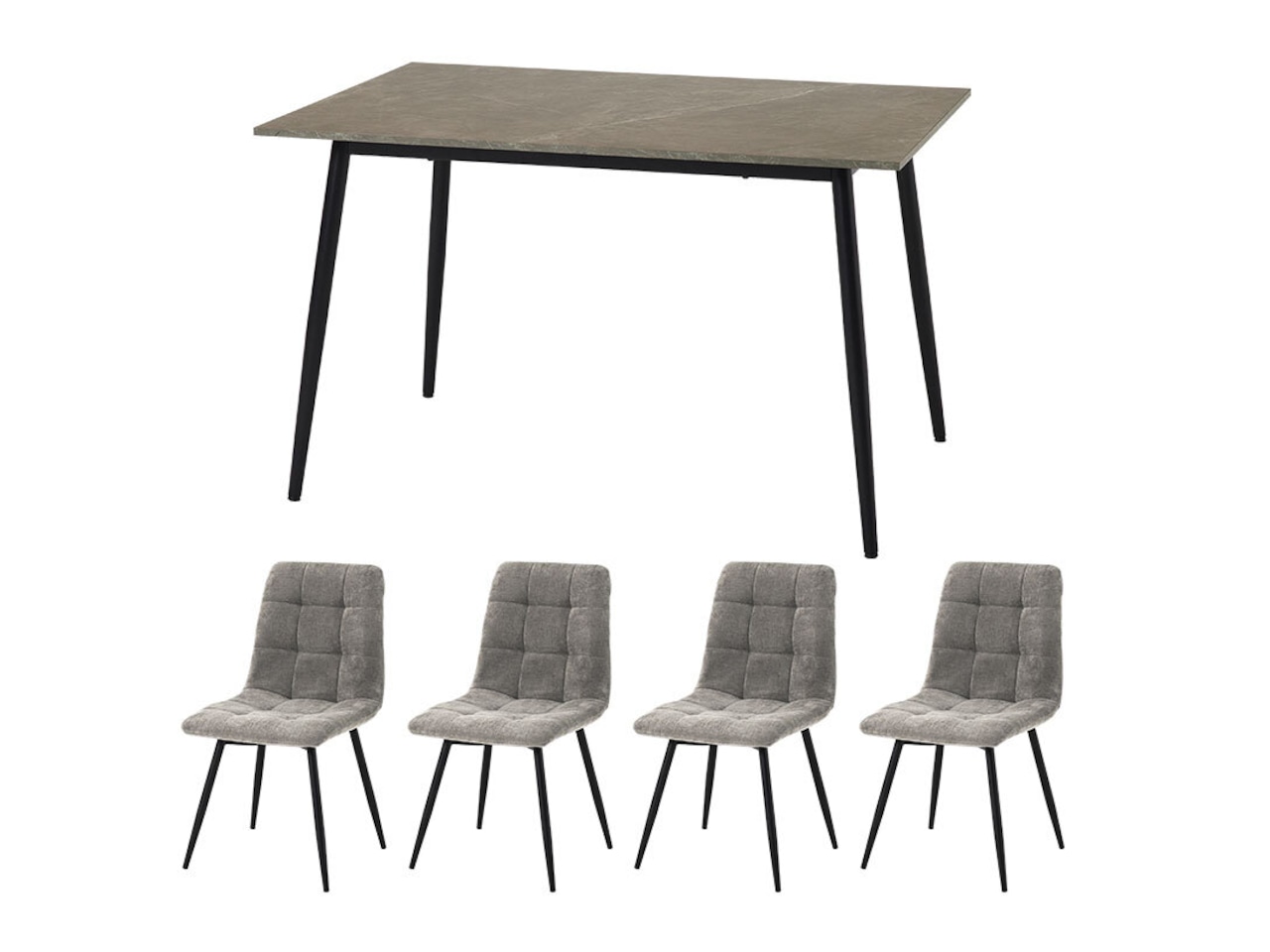 120×75cmカフェテーブル5点セット 大理石調 【チェア:グレー】・画像3