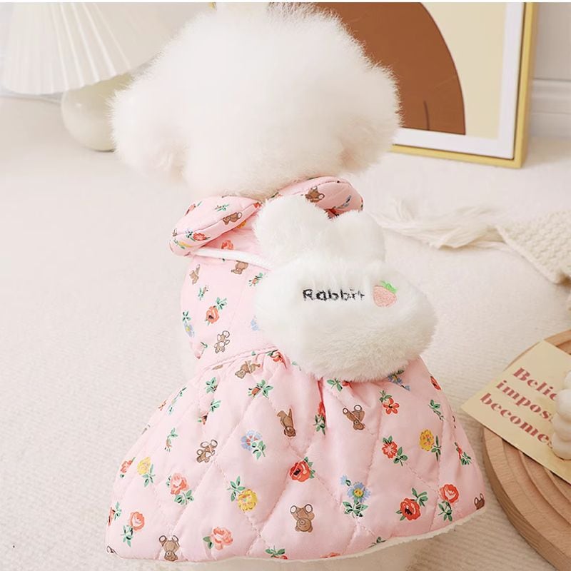 うさぎモチーフのキルティングワンピース 犬服 00994