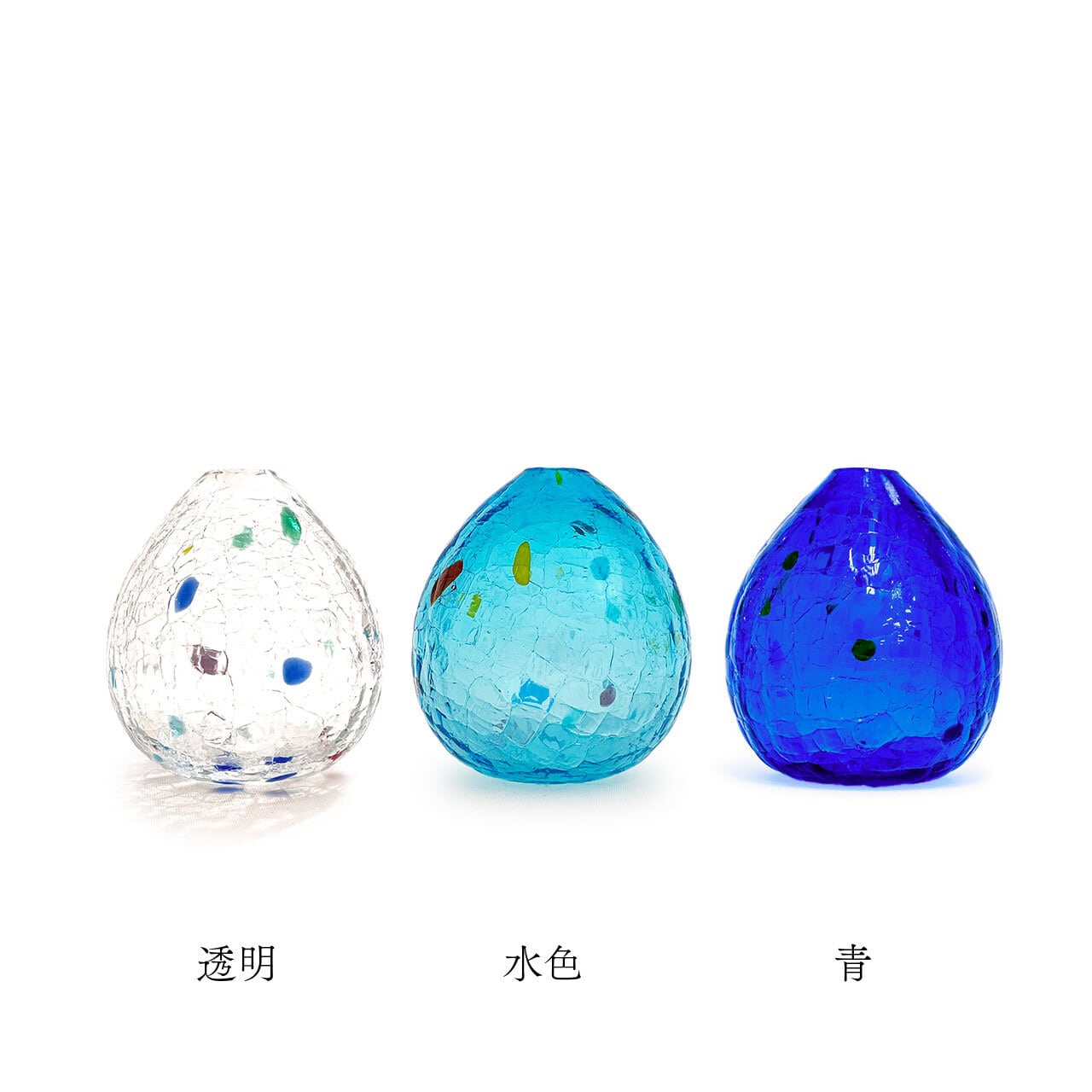 RYUKYU GLASS WORKS 海風】アイスクラック一輪 青 [琉球ガラス