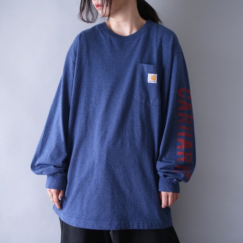 "Carhartt" sleeve logo printed loose silhouette l/s tee