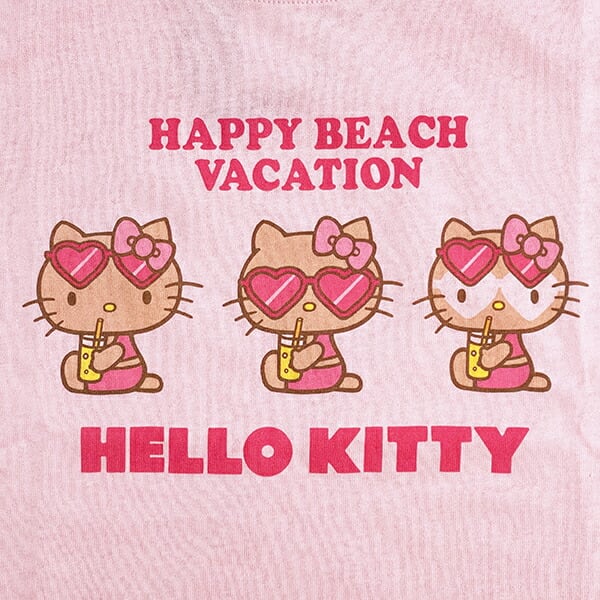 サンリオ 日焼け キティ クロップド半袖Tシャツ(M) ピンク アパレル