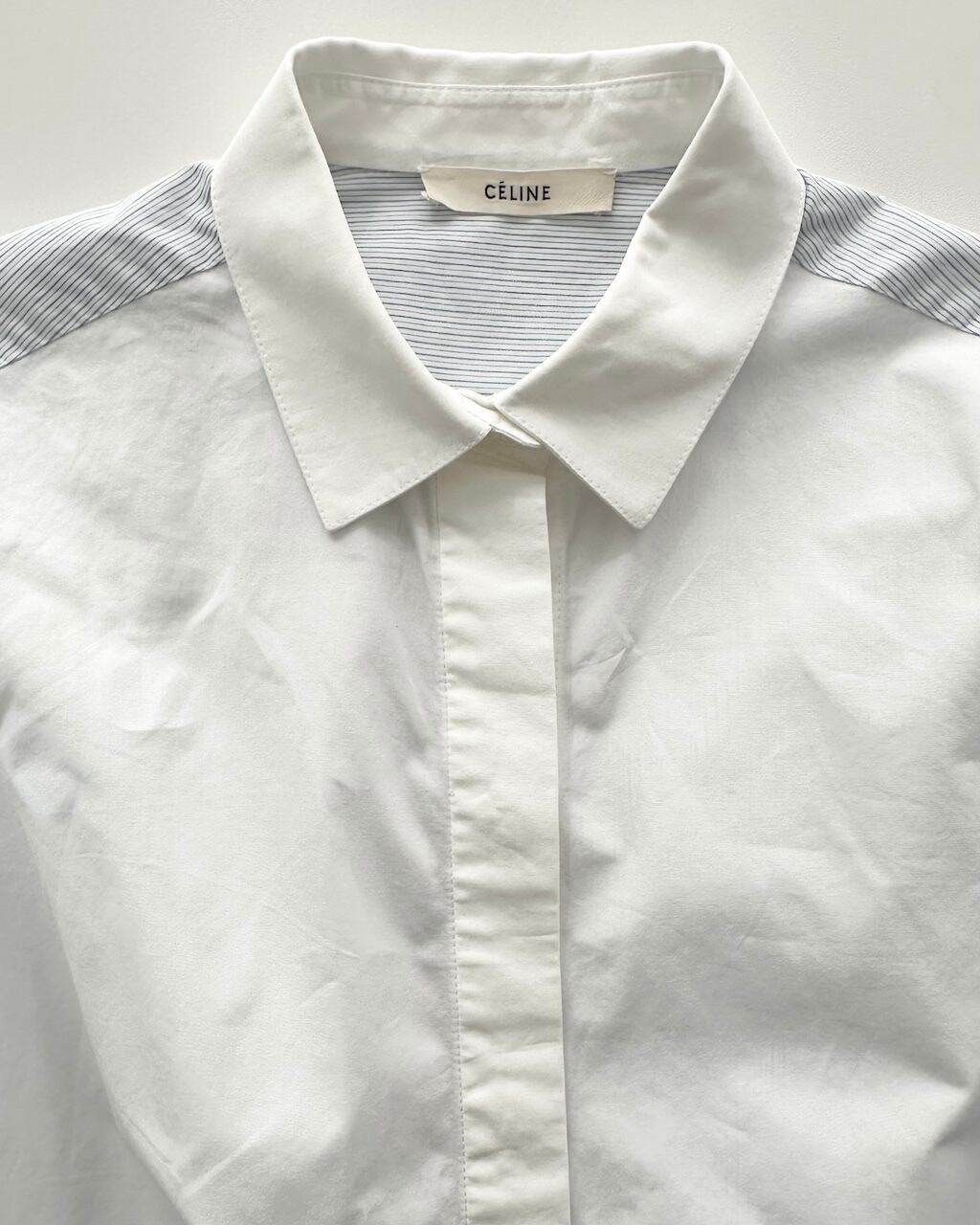 CÉLINE by Phoebe philo CONTRAST PANEL LONG SHIRT | dear closet