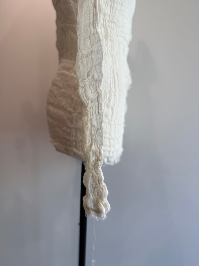 ERiKOKATORi/EK11-1-4 wool linen gauze highneck top Ivory