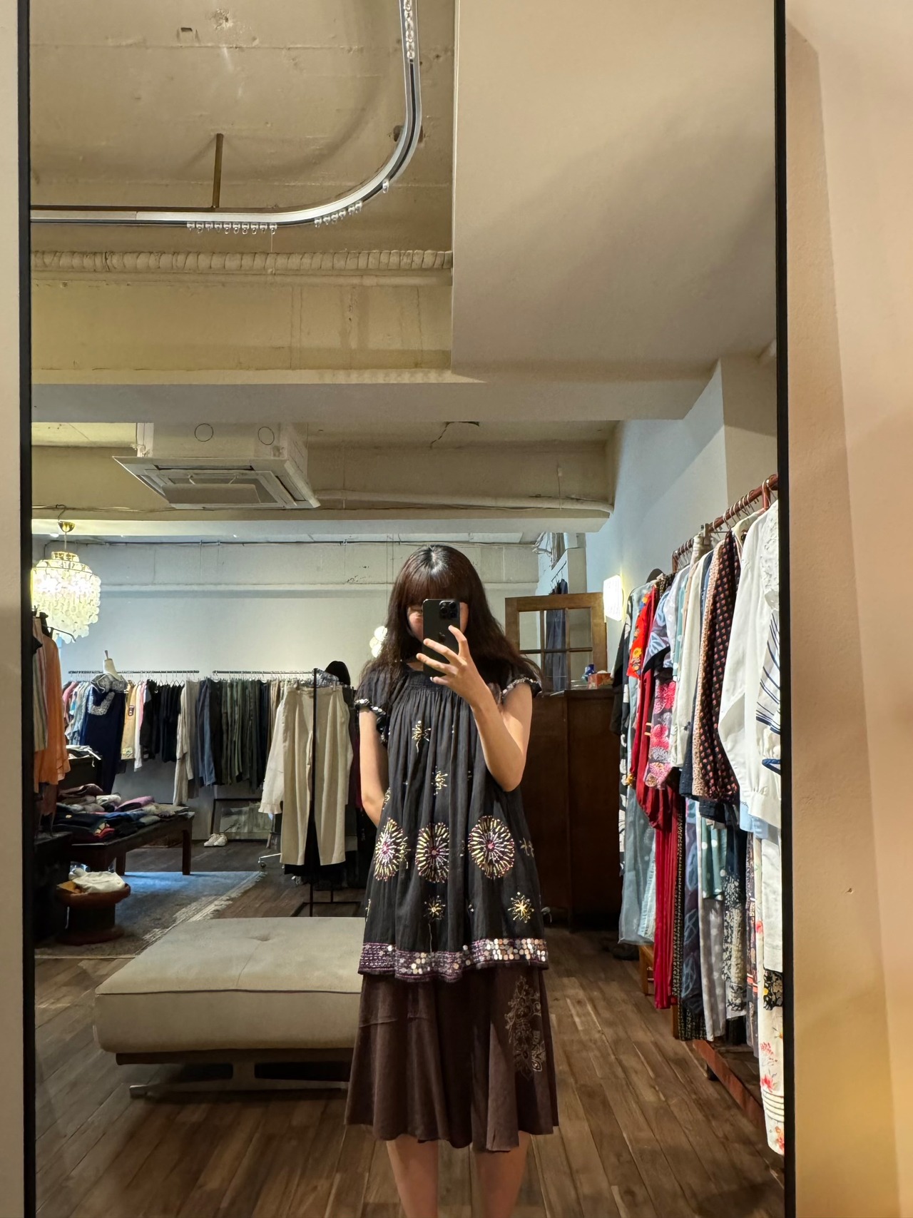 ANTIK BATIK スパンコール刺繍ファイヤーワークスチュニック