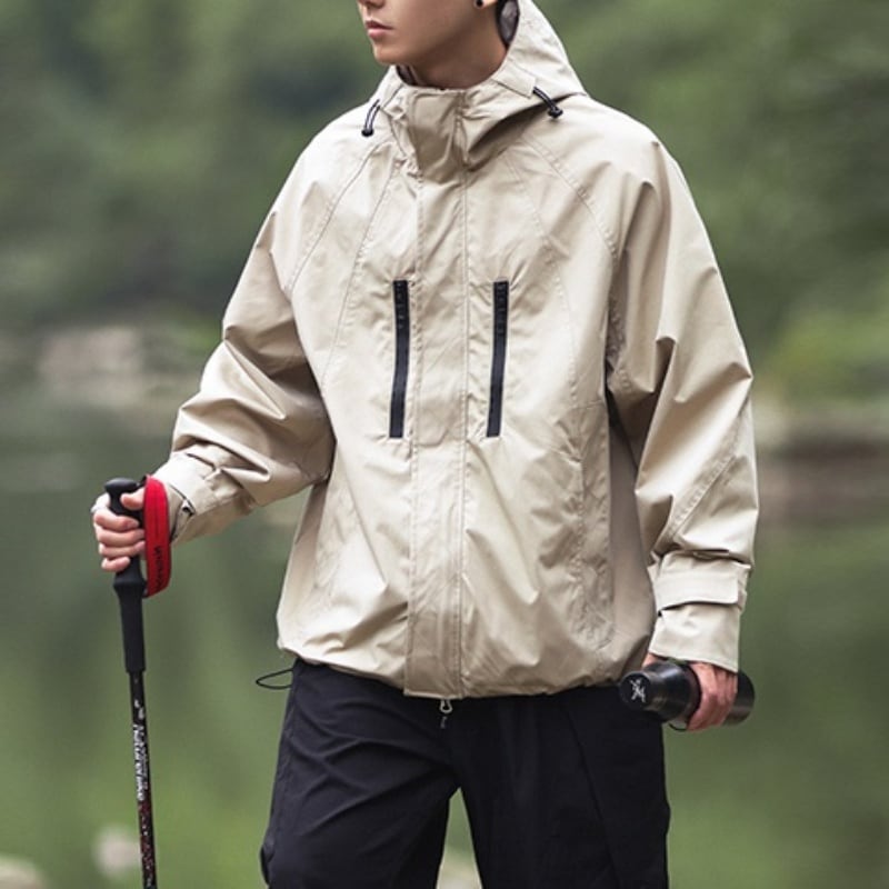 フード付きフルジップアップ防水ジャケットA18417