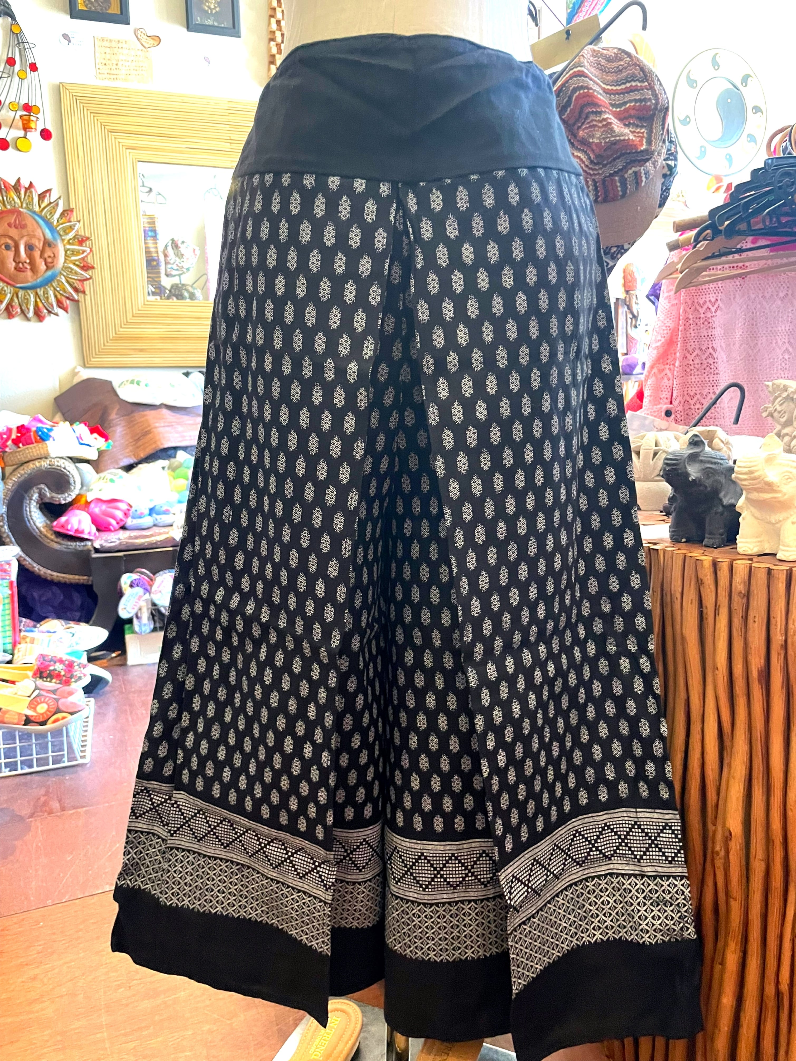 ワイドパンツ 厚手コットンパンツ アジアンパンツ ラップパンツ