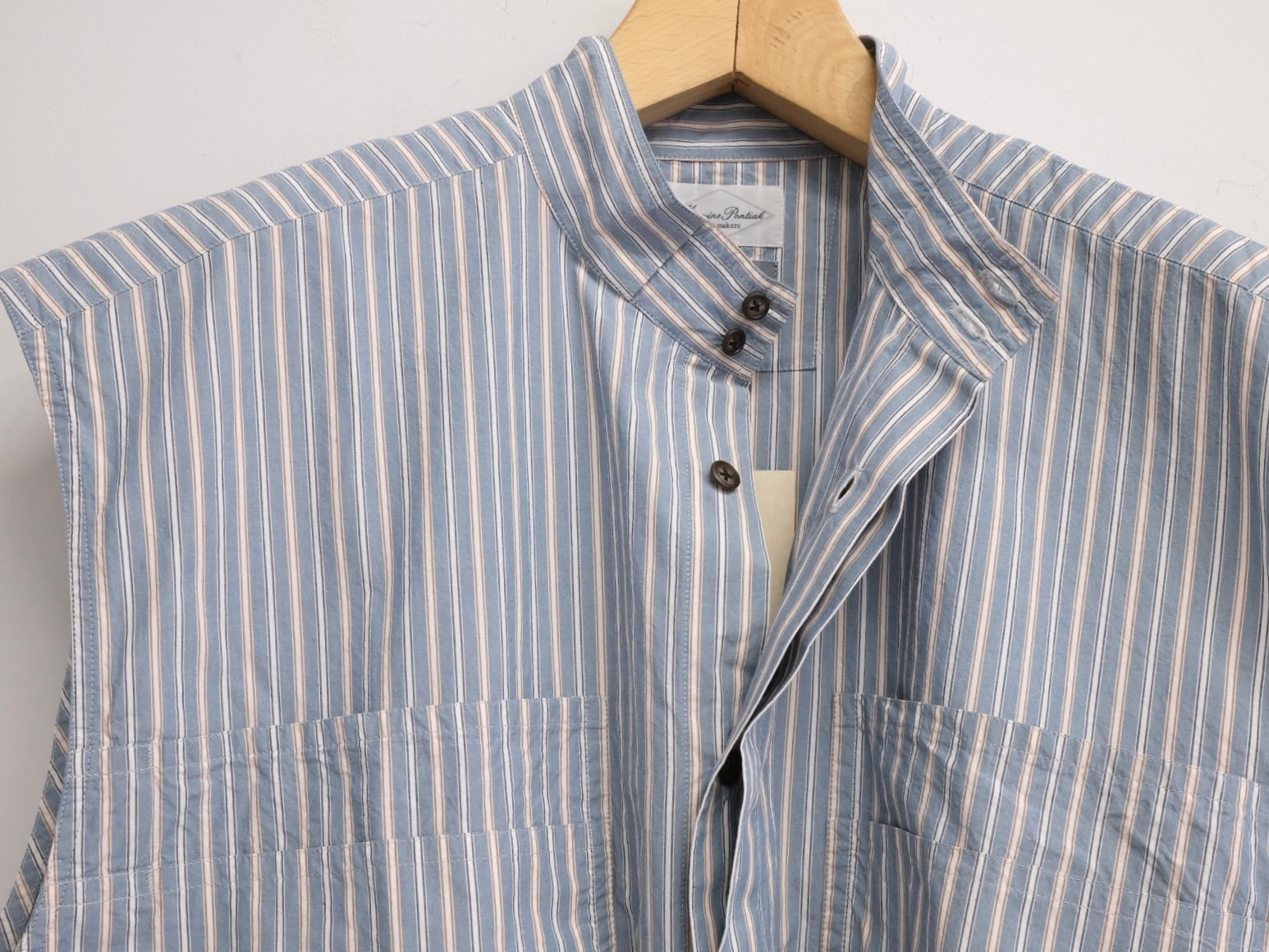 Marvine Pontiak shirt makers”No Sleeve SH Blue Gray ST” | Lapel