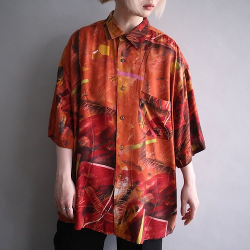 "夕焼け" good coloring art pattern loose h/s shirt