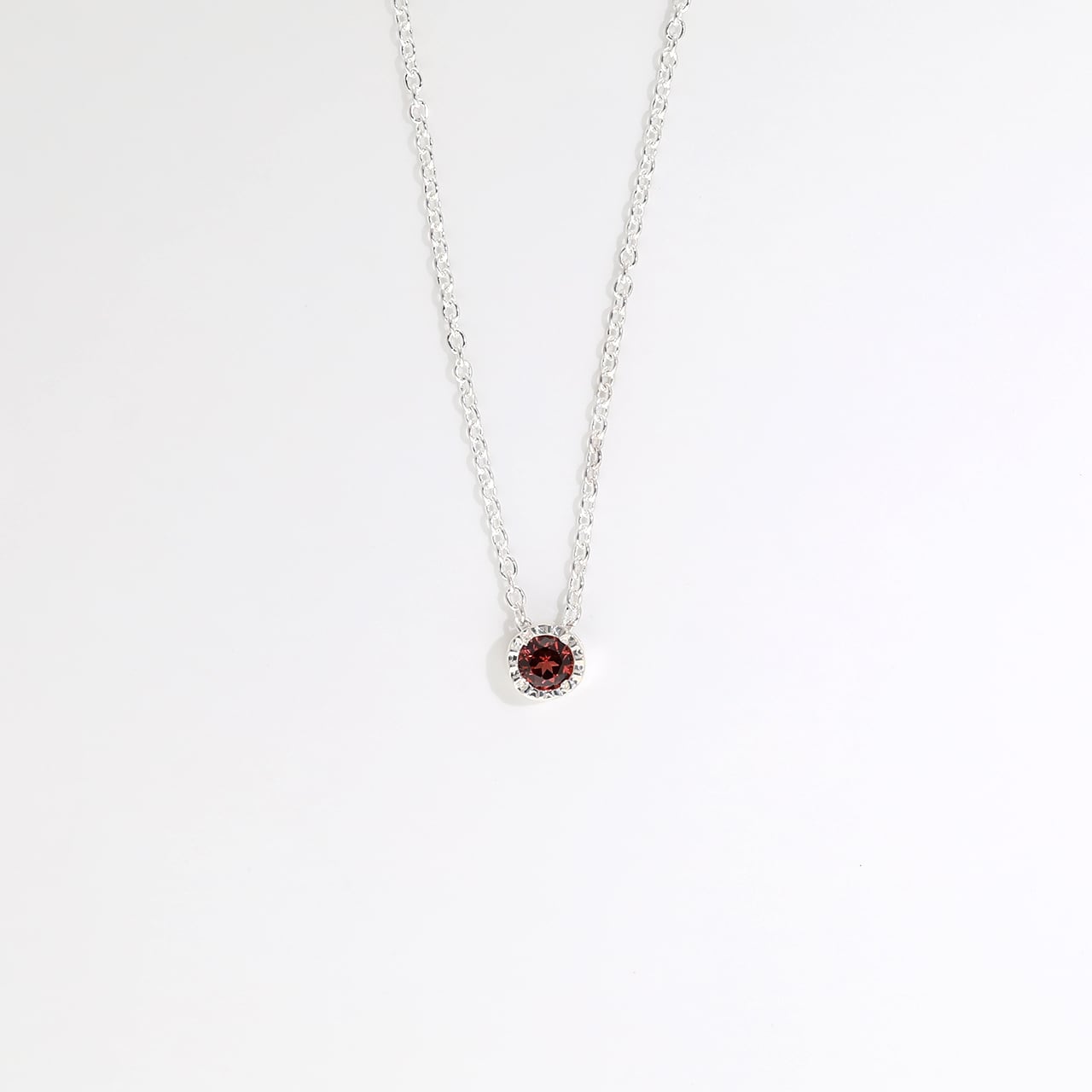 バースストーンネックレス|シルバー925|誕生石/ガーネット/1月|MG-004