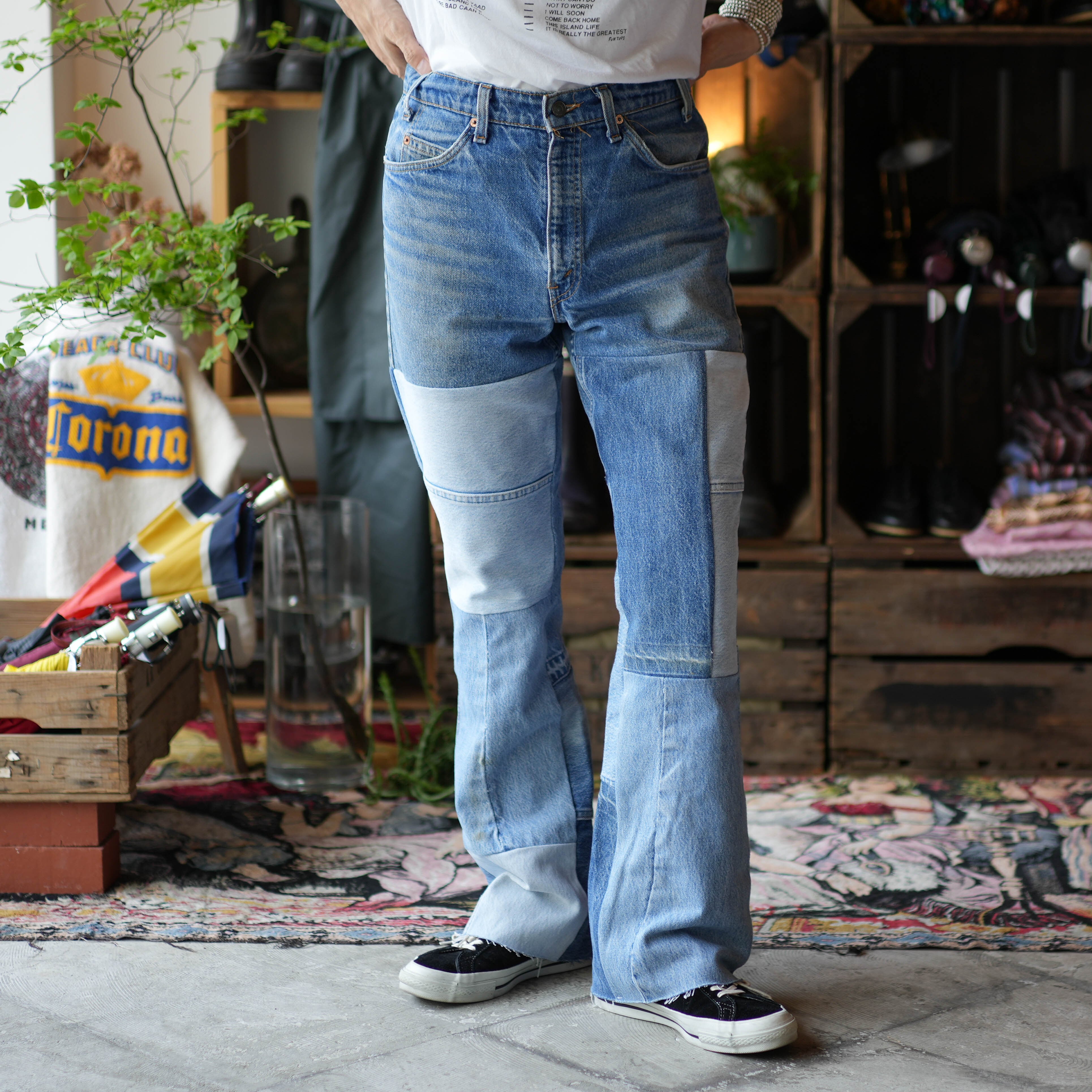Levi's リメイク パッチワークフレアデニム パンツA「POTIONY