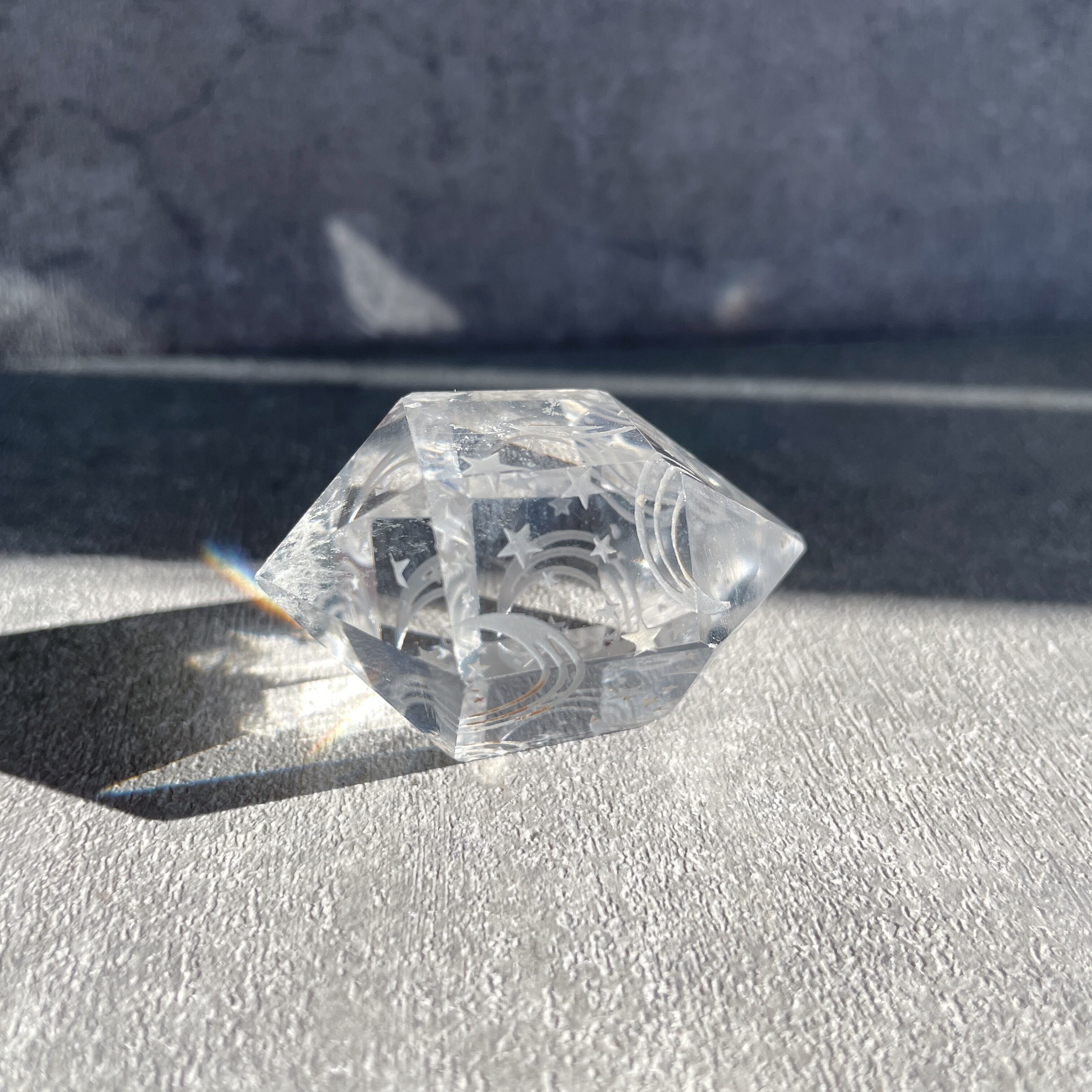 月と星の刻印クリアクォーツ 04☽Engraved Clear Quartz☆天然石・鉱石・パワーストーン