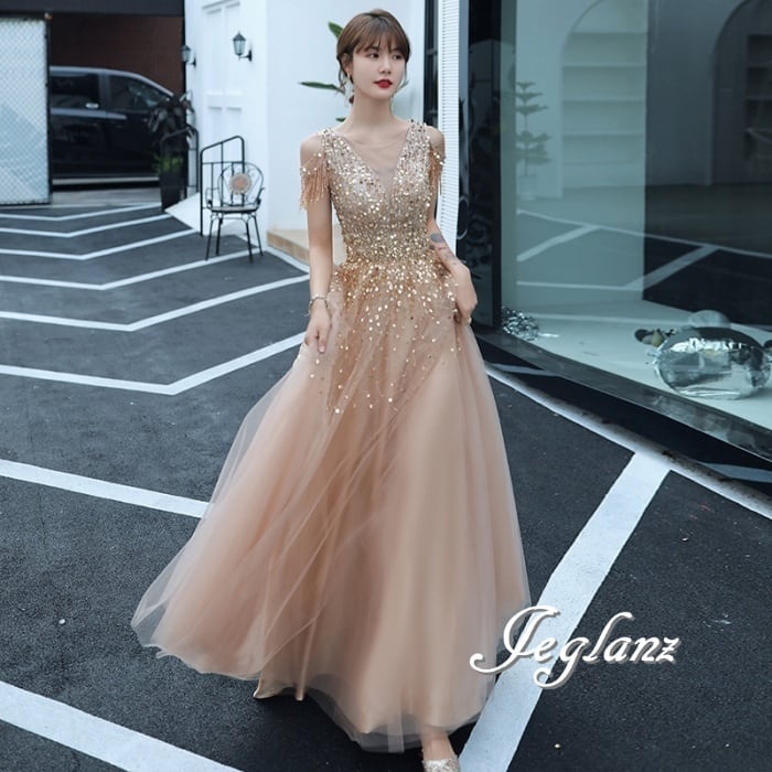 美ライン パーティ イブニングドレス タッセル 背中 編み上げ ♪ 美ライン パーティ イブニングドレス タッセル フリンジ 背中