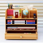 デスク収納 木製 A4収納可 小物収納 書類収納 幅40cm ペンホルダー 引き出付 多機能収納棚 北欧