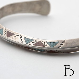 【INDIAN JEWELRY(インディアンジュエリー)】Navajo Tip Inlay Bangle by Ray.B ナバホ チップインレイ バングル Ray.B作