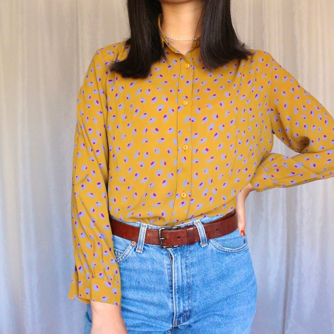 レトロブラウスシャツ マスタードイエロー【980】 | Annpi（アンピ