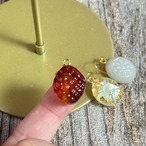 3粒セット 秋のレトロキャンディ ピアス・イヤリング・イヤーカフ　べっこう　ブラウン　ベージュ　チャーム変更可能　シェル