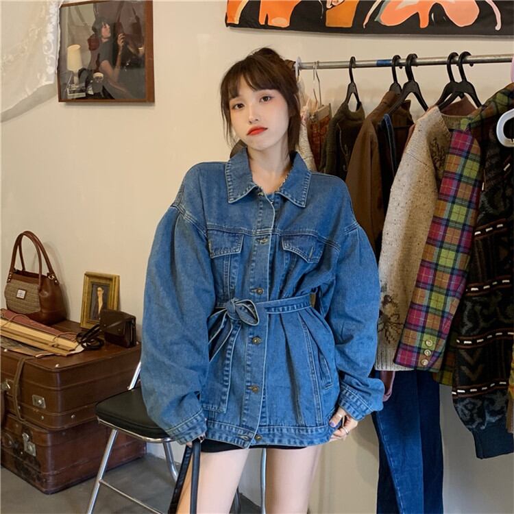 AW新品早割 早い者勝ち コート 中・長セクション デニム ギャザリング おしゃれな レトロ
