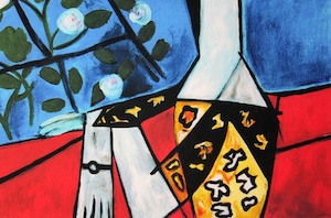 パブロ ピカソ「ジャクリーヌ ロックと花」額縁4色選択可能 作品証明書 展示用フック 限定500部エディション付複製画ジークレ