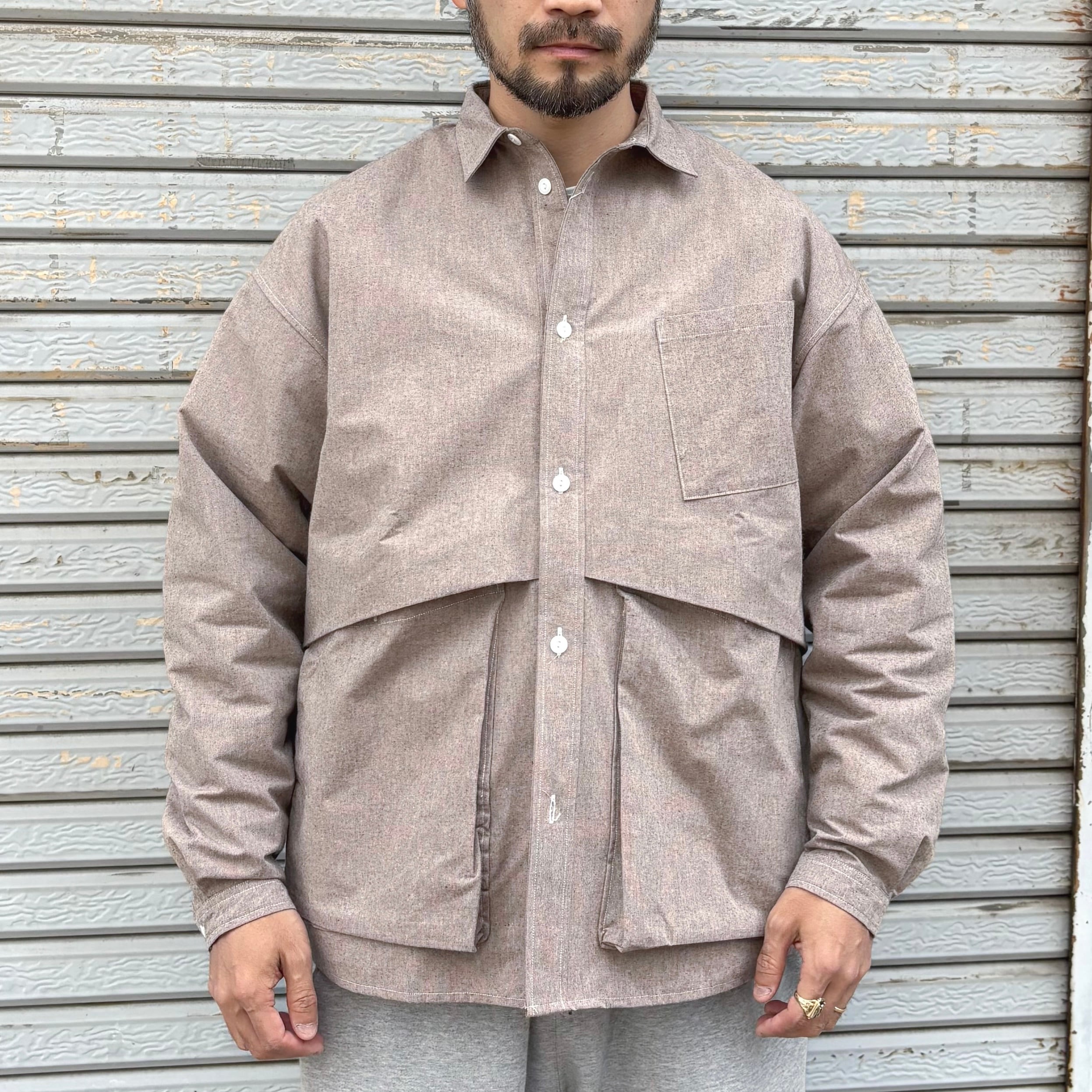 NOROLL HWR WOOL WEATHER SHIRT - BEIGE / ノーロール ウール ウェザー
