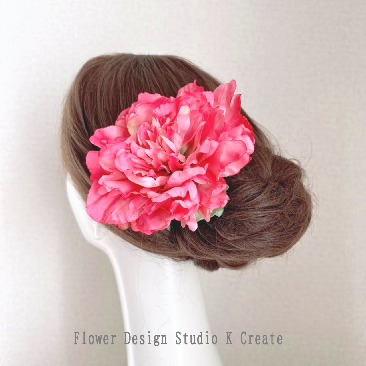 ローズピンクのピオニーの髪飾り(シングルワイヤー仕上げ) ピンク ピオニー 芍薬 ダンス 髪飾り フラメンコ ヘッドピース ヘッドドレス iピン仕様 ピック仕様 フローレス