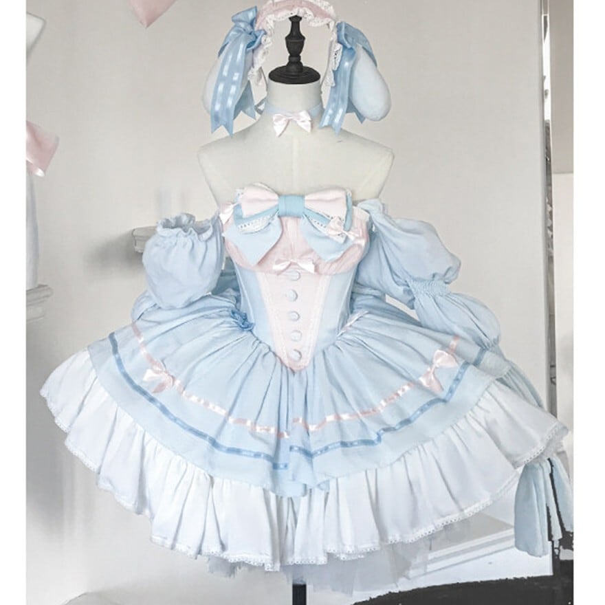 アイドルグループ衣装 甘ロリリボンミニドレス 多色展開 生誕祭