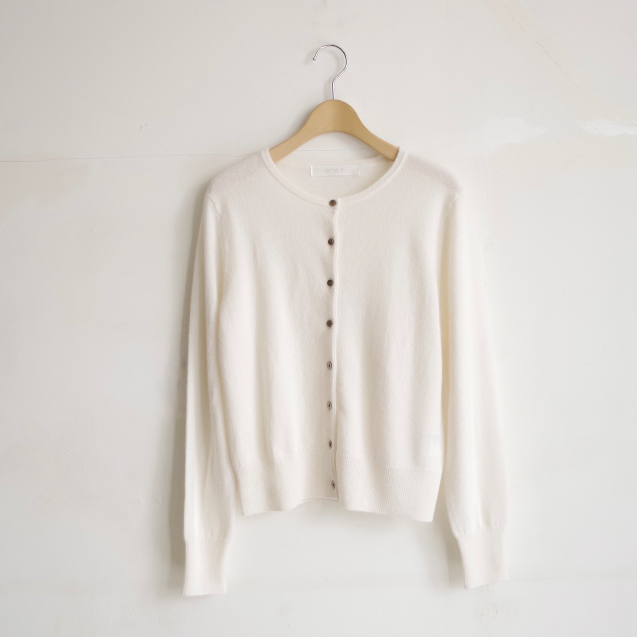 one f.  Cashmere Crew Neck Cardigan