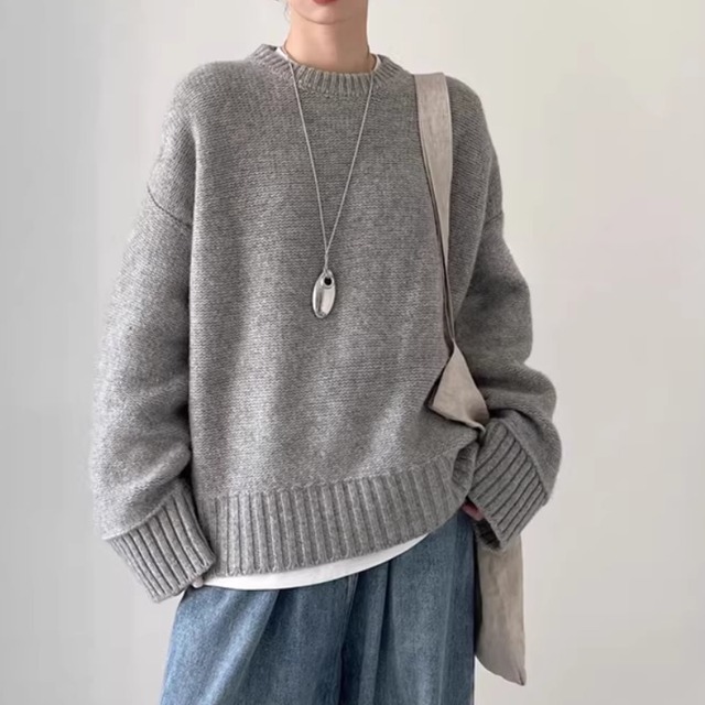 Crew neck knit pullover sweater (SN255)