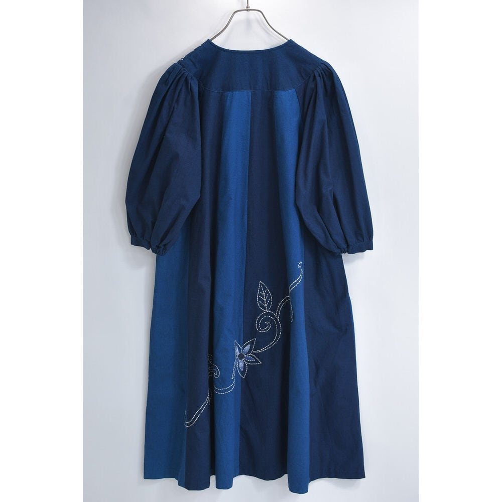 90s Indigo ＆ Sashiko 本藍染め 刺し子 アップリケ パッチワーク 切替