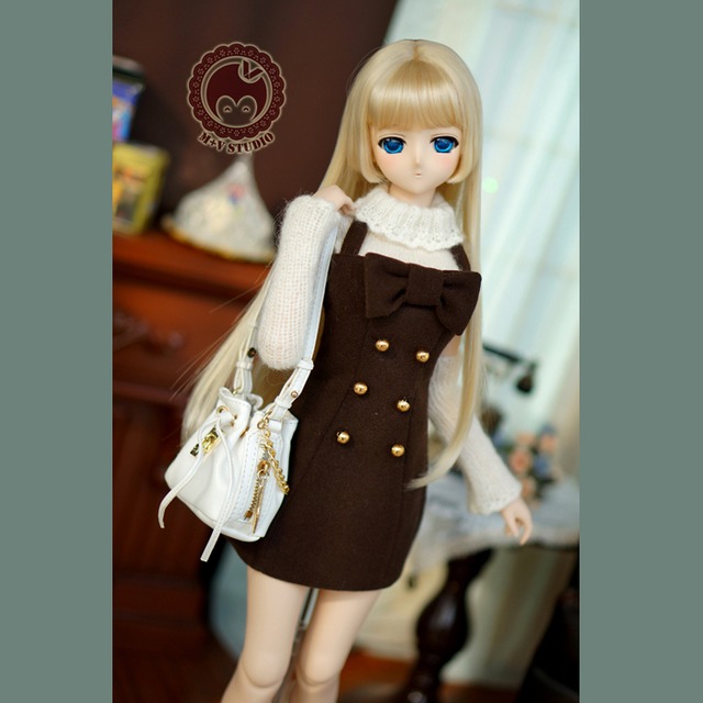 BJD人形用衣装 洋装セット 春秋冬に適用 淑女 気質アップ ジュエルブルー/ピンク/チョコ色 DDサイズ人形用/猫屋