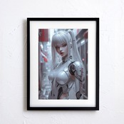 Cyberpunk Siren｜サイボーグヒロインが魅せる近未来アートポスター｜冷たい輝きと美が交差するスタイリッシュインテリアA4ポスター