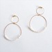 ピンクゴールドのヴィオラ弦と贅沢パールのフープイヤリング　Viola string hoop earrings with tiny pearls L (Pink gold)