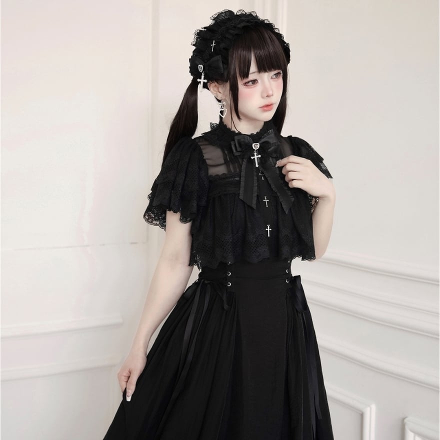 With ゴスロリ ダークプリンセス ワンピース ロングドレス オープン