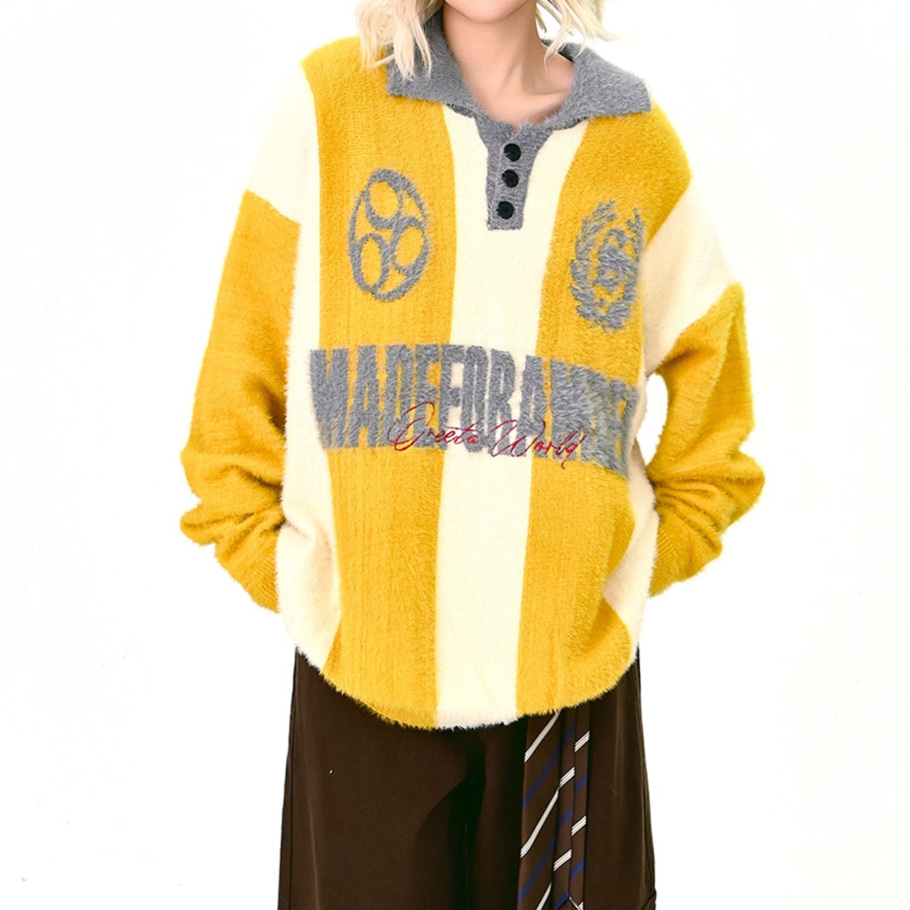 ポップカレッジテイストルーズボーダーニット 2col R01250