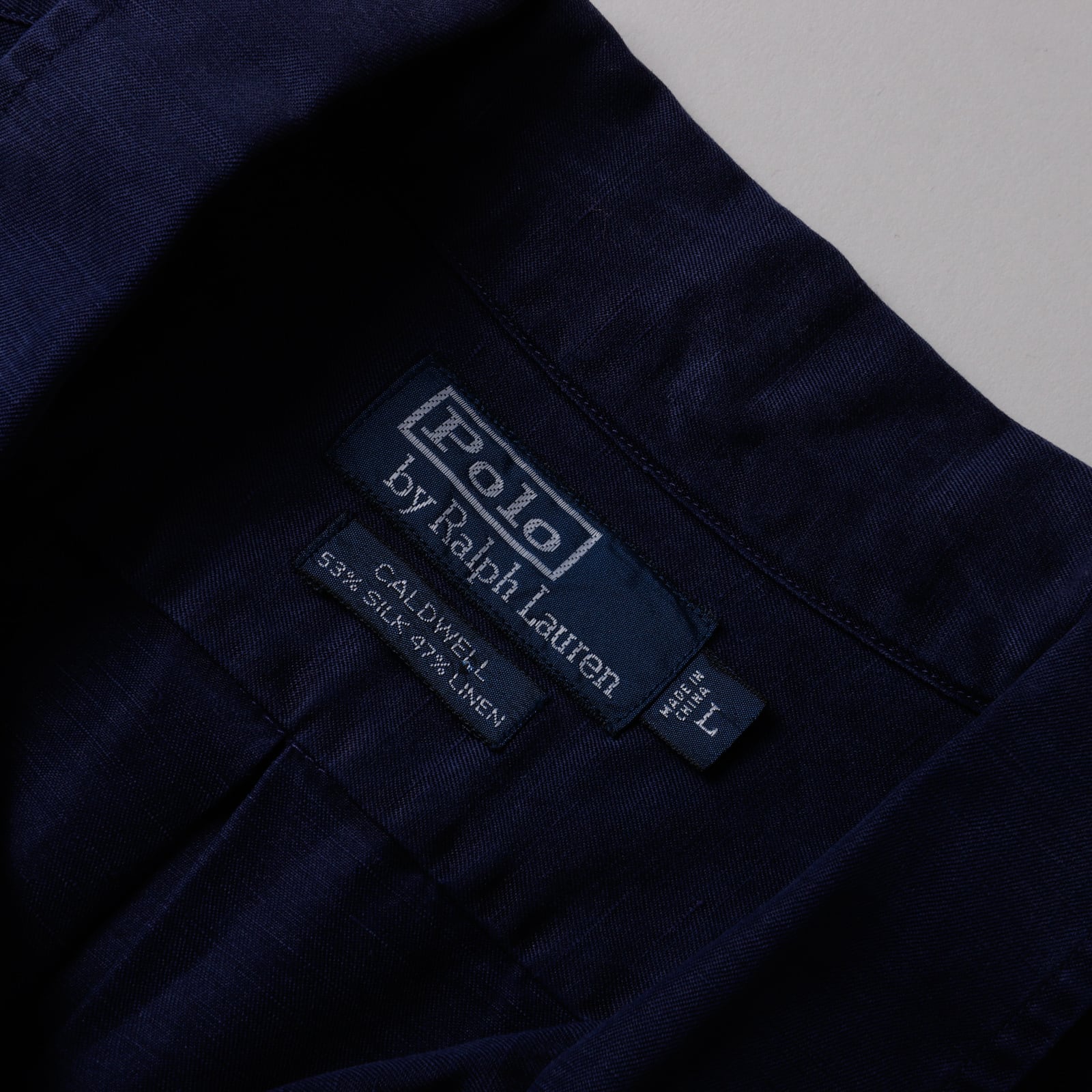 極美品】90s Ralph Lauren special silk linen open collar shirt