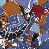 Leilian レリアン イタリア製生地 総柄 デザイン 麻100% ノーカラー ジャケット ブレザー 13+ / 大きいサイズ リネン 日本製