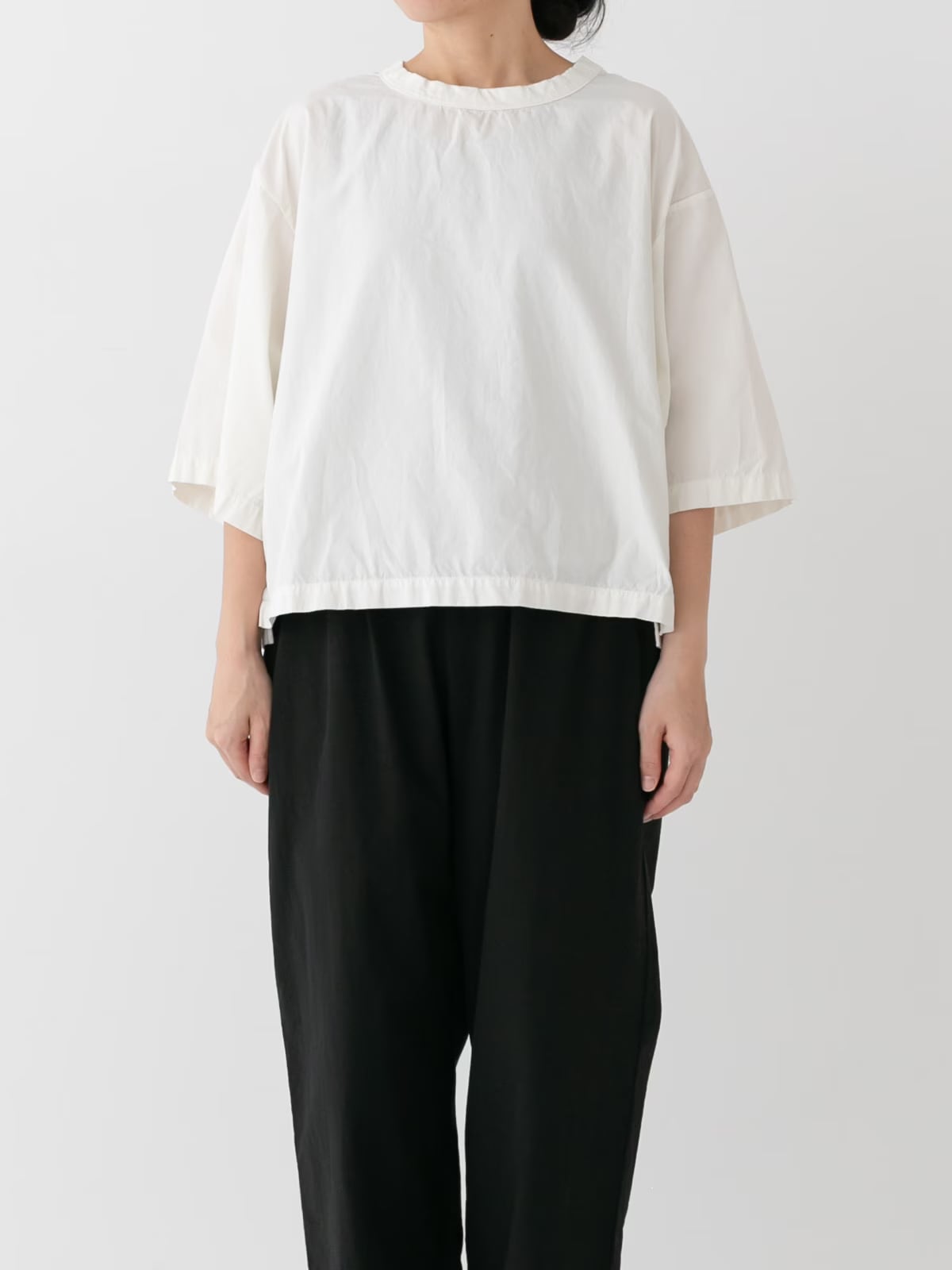プリット prit 47/2サイロプレミアム天竺×50/1ブロード 切替5分袖ビッグスリーブTシャツ(91637)全3色
