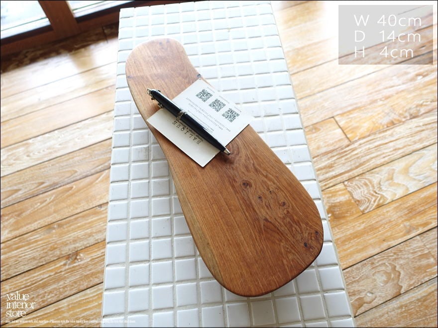 チーク無垢材 プリミティブトレイrfen/40cm ディスプレイトレイ 飾り台 花台 アクセサリートレイ 削り出し ペントレイ 一点物