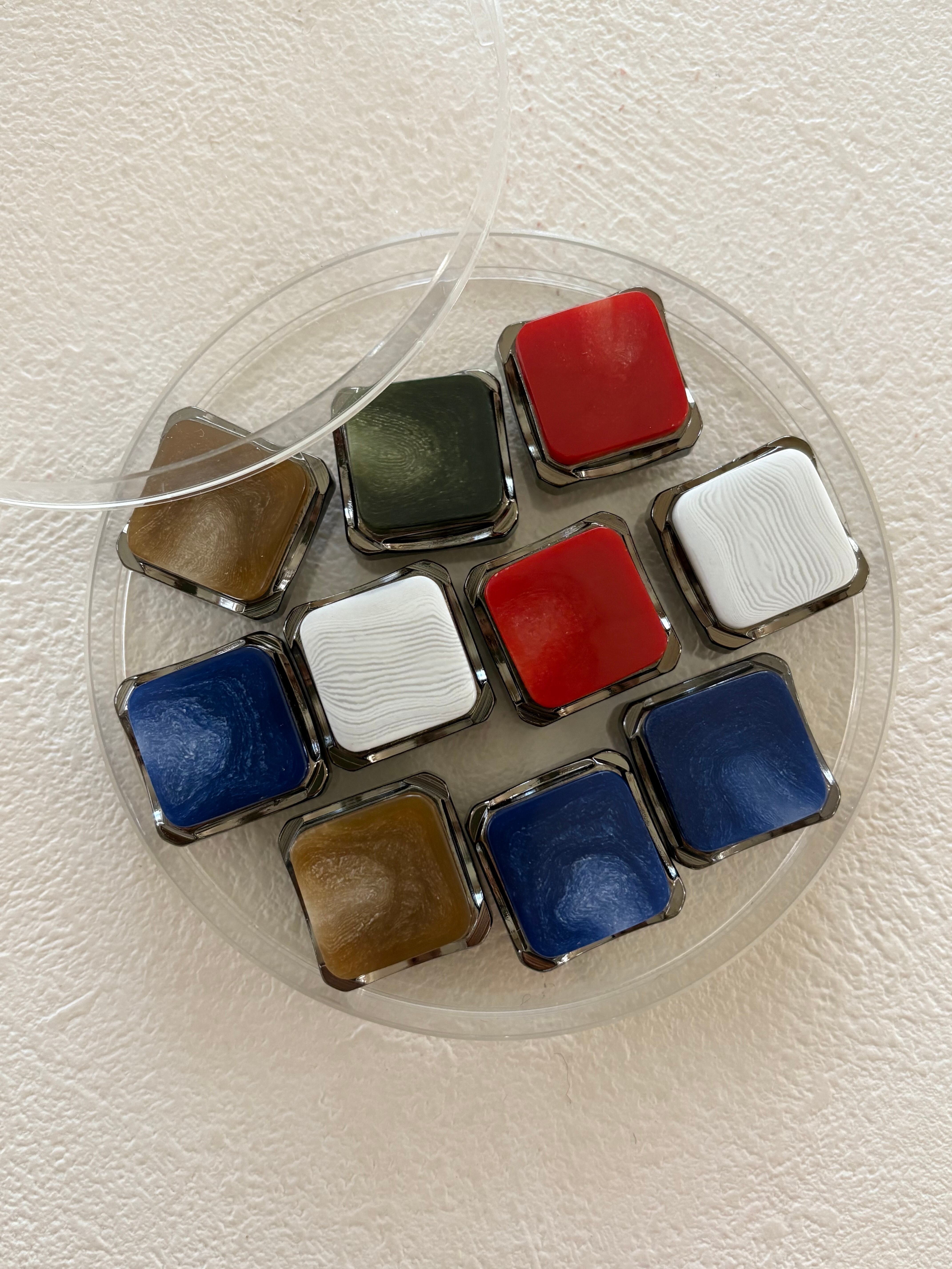 Japanese Vintageボタン レトロボタン 19mm スクウェア カボション アクセサリーパーツ デコレーション材