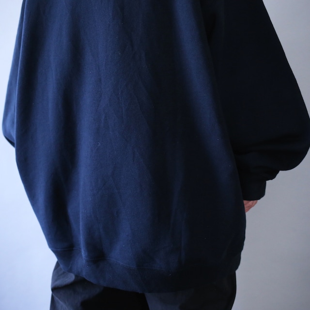 "狼×刺繍" super over silhouette black mode sweat