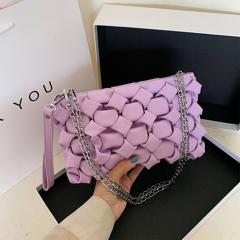 シニアセンススモールバッグフィメール2020夏ニューウェーブワイルドテクスチャーショルダーバッグネットレッドウーブンチェーンクロスボディバッグ Tiancai_Wing_Bag9730948