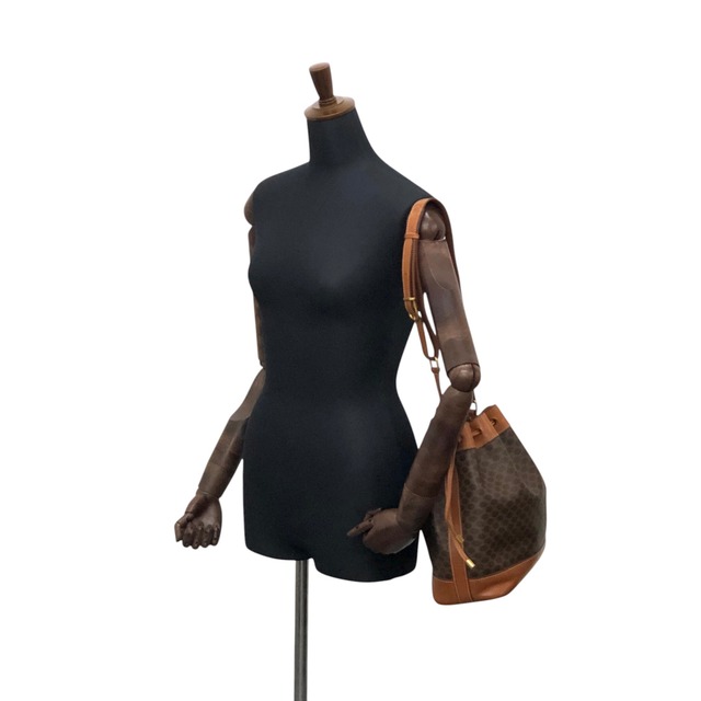 CELINE セリーヌ マカダム ショルダーバッグ ブラウン 巾着 ポーチ vintage ヴィンテージ オールド v7knp2