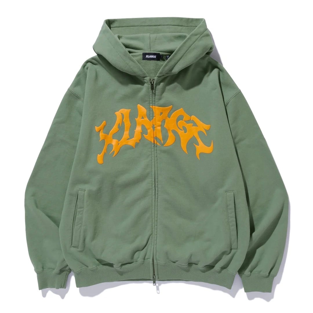 【XLARGE】DISTORTED LOGO ZIP UP HOODED SWEATSHIRT【エクストララージ】