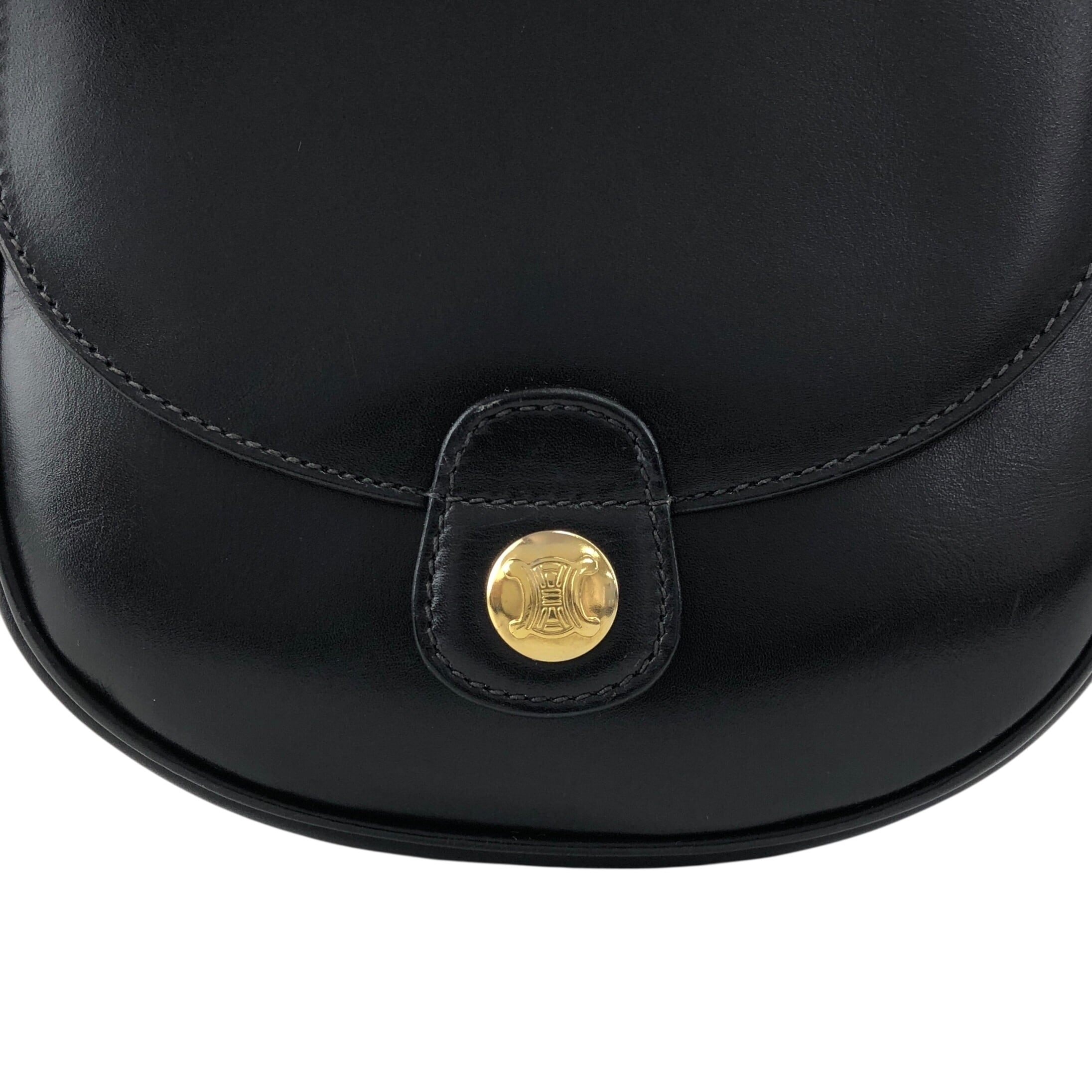CELINE セリーヌ ショルダーバッグ ブラック ブラゾン ボタン レザー
