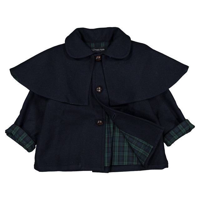 ご予約【MaisonMarelle】送料無料Coat AMOVIBLE cape SHERLOCK- Blue mostly wool18m-4y